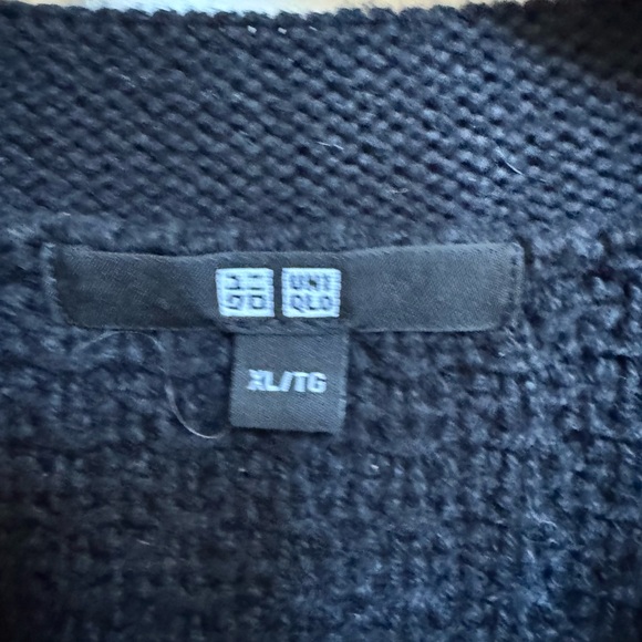 Uniqlo Black Cotton Blend Structured Chunky Knit Crewneck Cardigan. XL - Picture 4 of 5